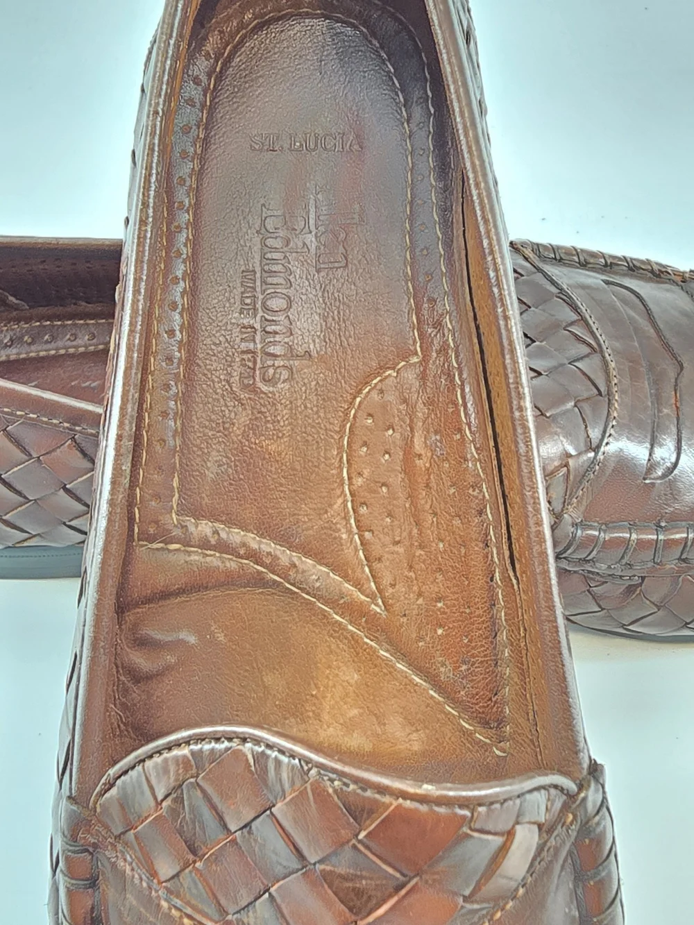 Allen Edmonds Brown Woven Leather Penny Loafers 9 D St. Lucia